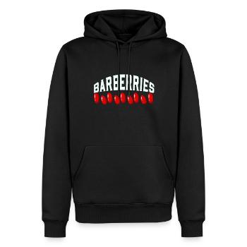 Hagebutte - Männer Premium Bio Hoodie - Schwarz - Vorne - Nico (187cm)