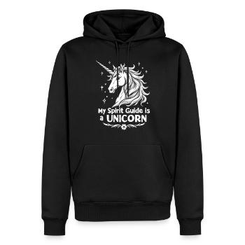 Mystische Reise zum Einhorn - Entdecke Deine - Männer Premium Bio Hoodie - Schwarz - Vorne - Nico (187cm)