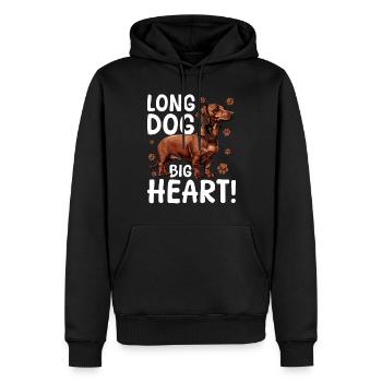 Teckel Doxie Wiener Chien Chien long, grand cœur ! - Sweat à capuche Premium bio Homme - noir - Devant - Nico (187cm)