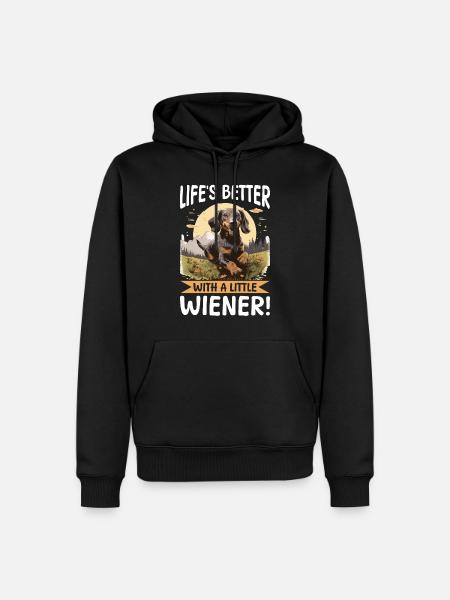 Funny Dachshund Doxie Wiener - Männer Premium Bio Hoodie - Schwarz
