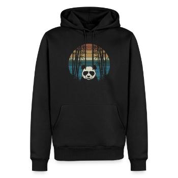Panda with sunglasses and bamboo forest in the - Men’s Premium Organic Hoodie - black - Front - Nico (187cm)