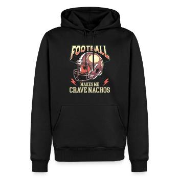 American Football Enthusiast Mit Teamgeist Und - Männer Premium Bio Hoodie - Schwarz - Vorne - Nico (187cm)