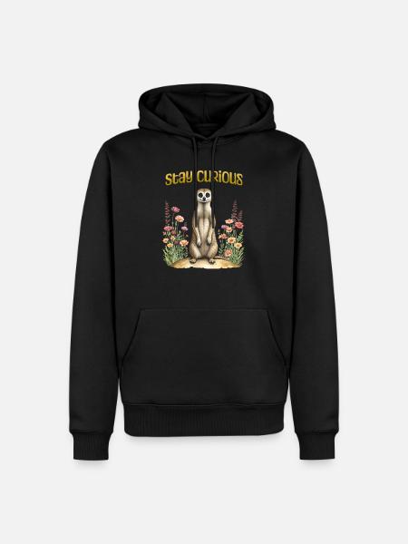 Bleib neugierig, süßes Erdmännchen - Männer Premium Bio Hoodie - Schwarz