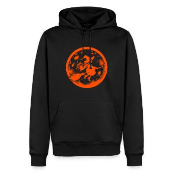 Sorcière volante - Design stylisé d’Halloween - Sweat à capuche Premium bio Homme - noir - Devant - Nico (187cm)