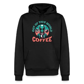 Out of This World Coffee - Alien Coffee - Männer Premium Bio Hoodie - Schwarz - Vorne - Nico (187cm)