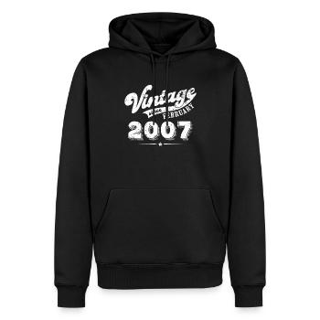 Vintage since February 2007 Geburtstag Geschenk - Männer Premium Bio Hoodie - Schwarz - Vorne - Nico (187cm)