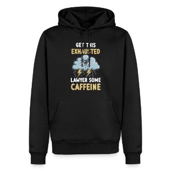 Exhaustion and burnout for overworked lawyers - Men’s Premium Organic Hoodie - black - Front - Nico (187cm)
