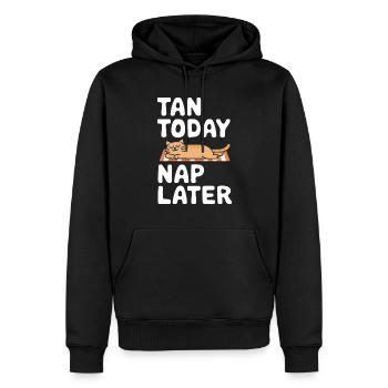 Sonnige Tage Mit Der Entspannten Katze Unter Der - Männer Premium Bio Hoodie - Schwarz - Vorne - Nico (187cm)
