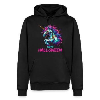 Halloween Einhorn Zombie Gruselig Mitternacht - Männer Premium Bio Hoodie - Schwarz - Vorne - Nico (187cm)