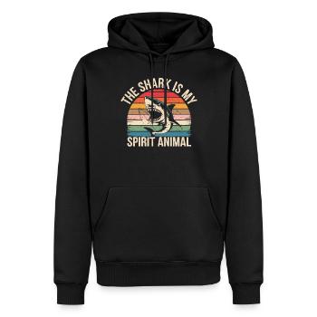 Hai Le requin est mon animal spirituel - Sweat à capuche Premium bio Homme - noir - Devant - Nico (187cm)