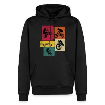 Bmx Rider Vintage Retro Hobby Sport Chemise de vélo - Sweat à capuche Premium bio Homme - noir - Devant - Nico (187cm)