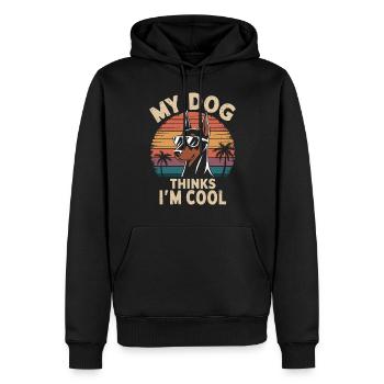 Doberman Pinscher Mon chien pense que je suis cool - Sweat à capuche Premium bio Homme - noir - Devant - Nico (187cm)