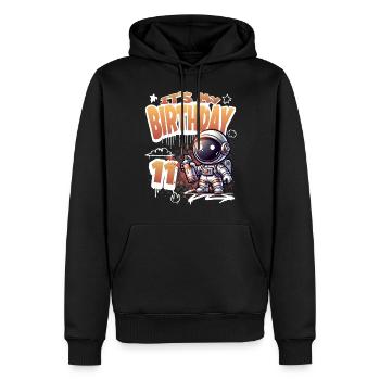 Graffiti astronaute 11e anniversaire - Sweat à capuche Premium bio Homme - noir - Devant - Nico (187cm)