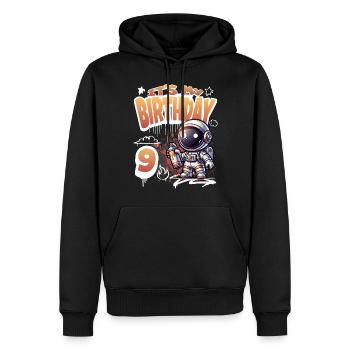 Graffiti astronaute 9e anniversaire - Sweat à capuche Premium bio Homme - noir - Devant - Nico (187cm)