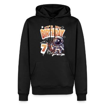Graffiti astronaute 7e anniversaire - Sweat à capuche Premium bio Homme - noir - Devant - Nico (187cm)