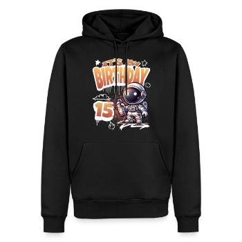 Graffiti astronaute 15e anniversaire - Sweat à capuche Premium bio Homme - noir - Devant - Nico (187cm)