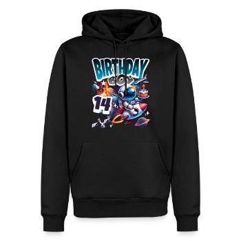 Astronaute 14e anniversaire Espace - Sweat à capuche Premium bio Homme - noir - Devant - Nico (187cm)