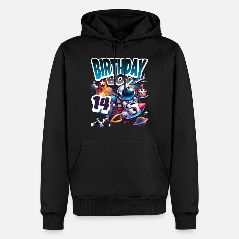 Astronaute 14e anniversaire Espace - Sweat à capuche Premium bio Homme - noir