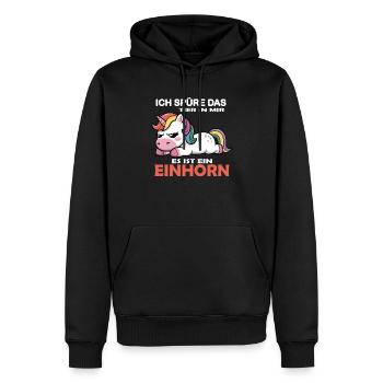 Ich spüredas Tier in mir, lustiger Einhorn Spruch - Männer Premium Bio Hoodie - Schwarz - Vorne - Nico (187cm)