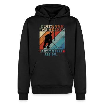 One of us plays better than you - Men’s Premium Organic Hoodie - black - Front - Nico (187cm)