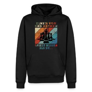 Schachspieler Einer von uns spielt besser Schach - Männer Premium Bio Hoodie - Schwarz - Vorne - Nico (187cm)