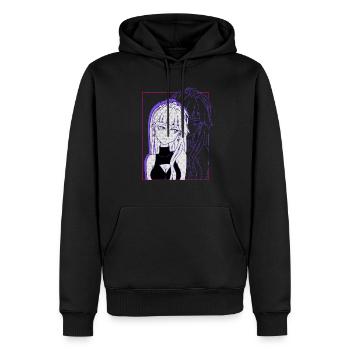 Lila Anime Manga Mädchen Kawaii - Männer Premium Bio Hoodie - Schwarz - Vorne - Nico (187cm)
