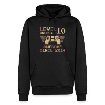 Level 10 freigeschaltet 2014, Geburtstagsgeschenk - Männer Premium Bio Hoodie - Schwarz - Vorne - Nico (187cm)