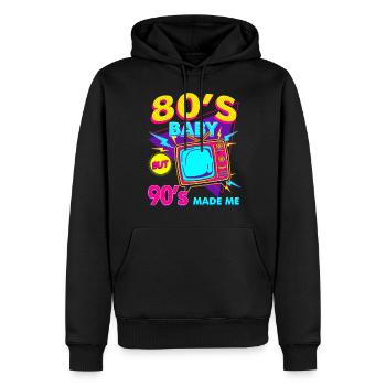 Bébé des années 80 des années 90 m’a fait Années quatre-vingt-dix Enfance Rétro - Sweat à capuche Premium bio Homme - noir - Devant - Nico (187cm)