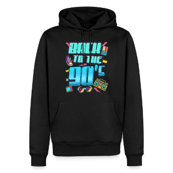 90er Jahre Outfit 80er Jahre Party 90's Motto - Männer Premium Bio Hoodie - Schwarz - Vorne - Nico (187cm)
