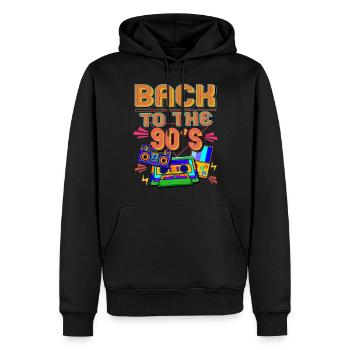 Back to the 90s retro 90s outfit 90s - Men’s Premium Organic Hoodie - black - Front - Nico (187cm)