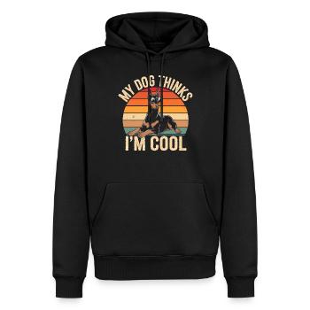 Doberman Pinscher Mon chien pense que je suis cool - Sweat à capuche Premium bio Homme - noir - Devant - Nico (187cm)