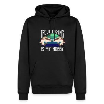 Truite Pêche Pêcheur Pêcheur Pêche - Sweat à capuche Premium bio Homme - noir - Devant - Nico (187cm)