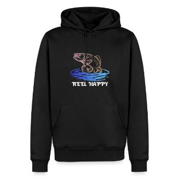 Pêche à la truite, cadeau pour pêcheur de truite - Sweat à capuche Premium bio Homme - noir - Devant - Nico (187cm)