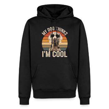 Weimaraner Mein Hund Denkt Das Ich Cool Bin - Männer Premium Bio Hoodie - Schwarz - Vorne - Nico (187cm)