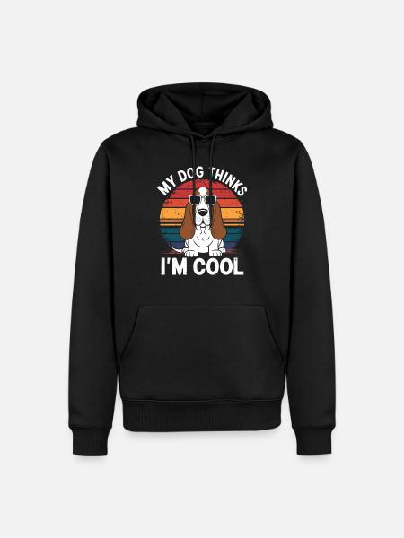 Basset Hound Mon chien pense que je suis cool - Sweat à capuche Premium bio Homme - noir