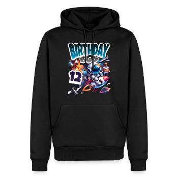Astronaute 12e anniversaire Espace - Sweat à capuche Premium bio Homme - noir - Devant - Nico (187cm)