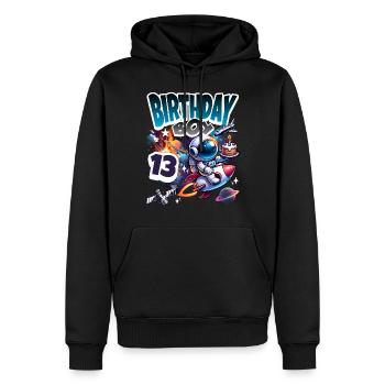 13e anniversaire de l’astronaute Espace - Sweat à capuche Premium bio Homme - noir - Devant - Nico (187cm)
