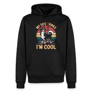 Bouvier bernois Mon chien pense que je suis cool - Sweat à capuche Premium bio Homme - noir - Devant - Nico (187cm)