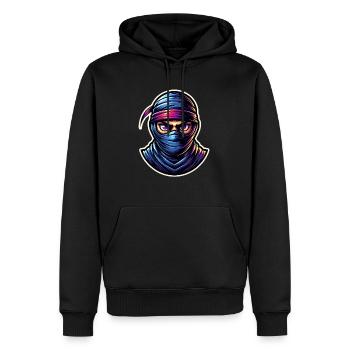 Ninja - Männer Premium Bio Hoodie - Schwarz - Vorne - Nico (187cm)