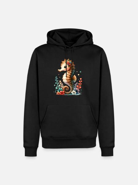Seepferd Seepferdchen - Männer Premium Bio Hoodie - Schwarz