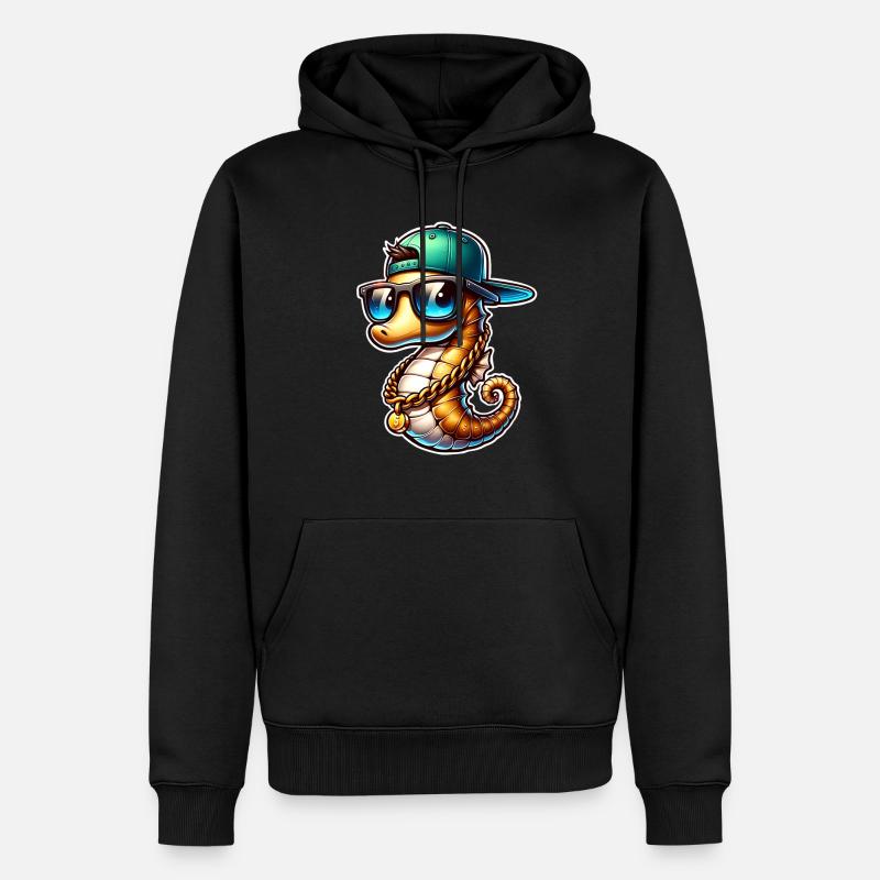 Seepferd Seepferdchen - Männer Premium Bio Hoodie - Schwarz
