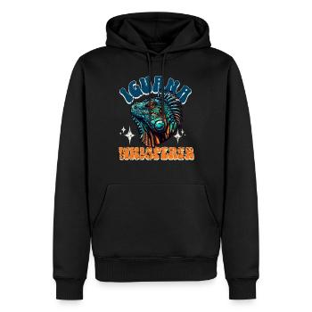 Iguane - Sweat à capuche Premium bio Homme - noir - Devant - Nico (187cm)