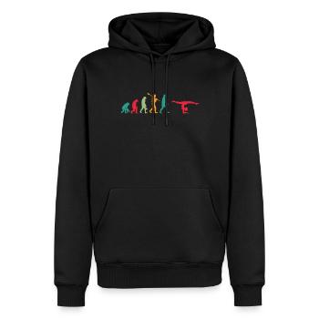 Yoga de l’évolution - Sweat à capuche Premium bio Homme - noir - Devant - Nico (187cm)