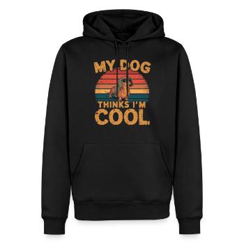 Teckel mon chien pense que je suis cool - Sweat à capuche Premium bio Homme - noir - Devant - Nico (187cm)