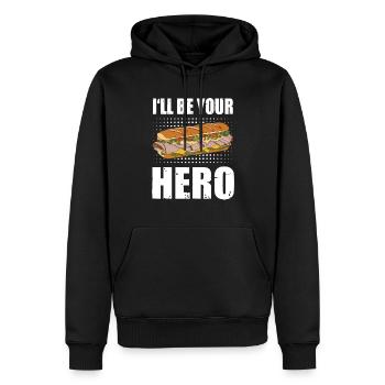 Sandwich drôle sous-marin grillé Je serai ton héros - Sweat à capuche Premium bio Homme - noir - Devant - Nico (187cm)