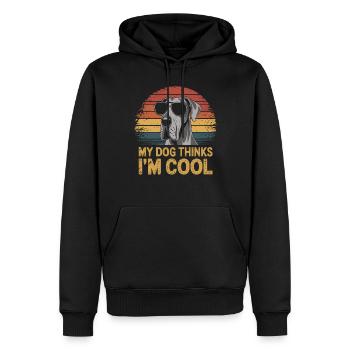 Deutsche Dogge Mein Hund Denkt Das Ich Cool Bin - Männer Premium Bio Hoodie - Schwarz - Vorne - Nico (187cm)