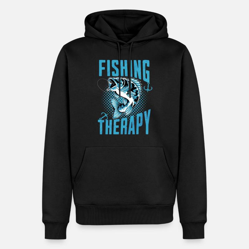 Pêche Thérapie Pêcheur relaxant - Sweat à capuche Premium bio Homme - noir