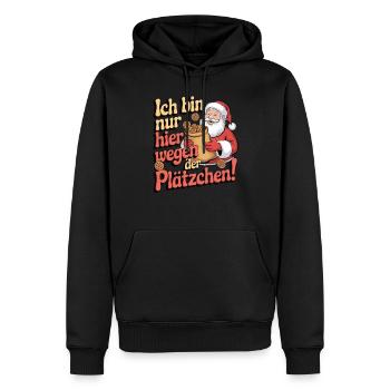Ich bin nur hier wegen der Plätzchen - Männer Premium Bio Hoodie - Schwarz - Vorne - Nico (187cm)
