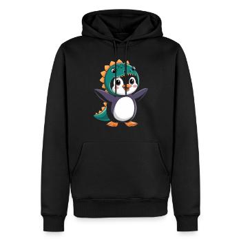 Pingouin Halloween en costume de dinosaure - Sweat à capuche Premium bio Homme - noir - Devant - Nico (187cm)