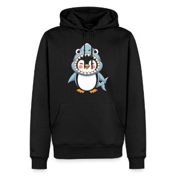 Pingouin Halloween : Pingouin mignon en costume de requin - Sweat à capuche Premium bio Homme - noir - Devant - Nico (187cm)